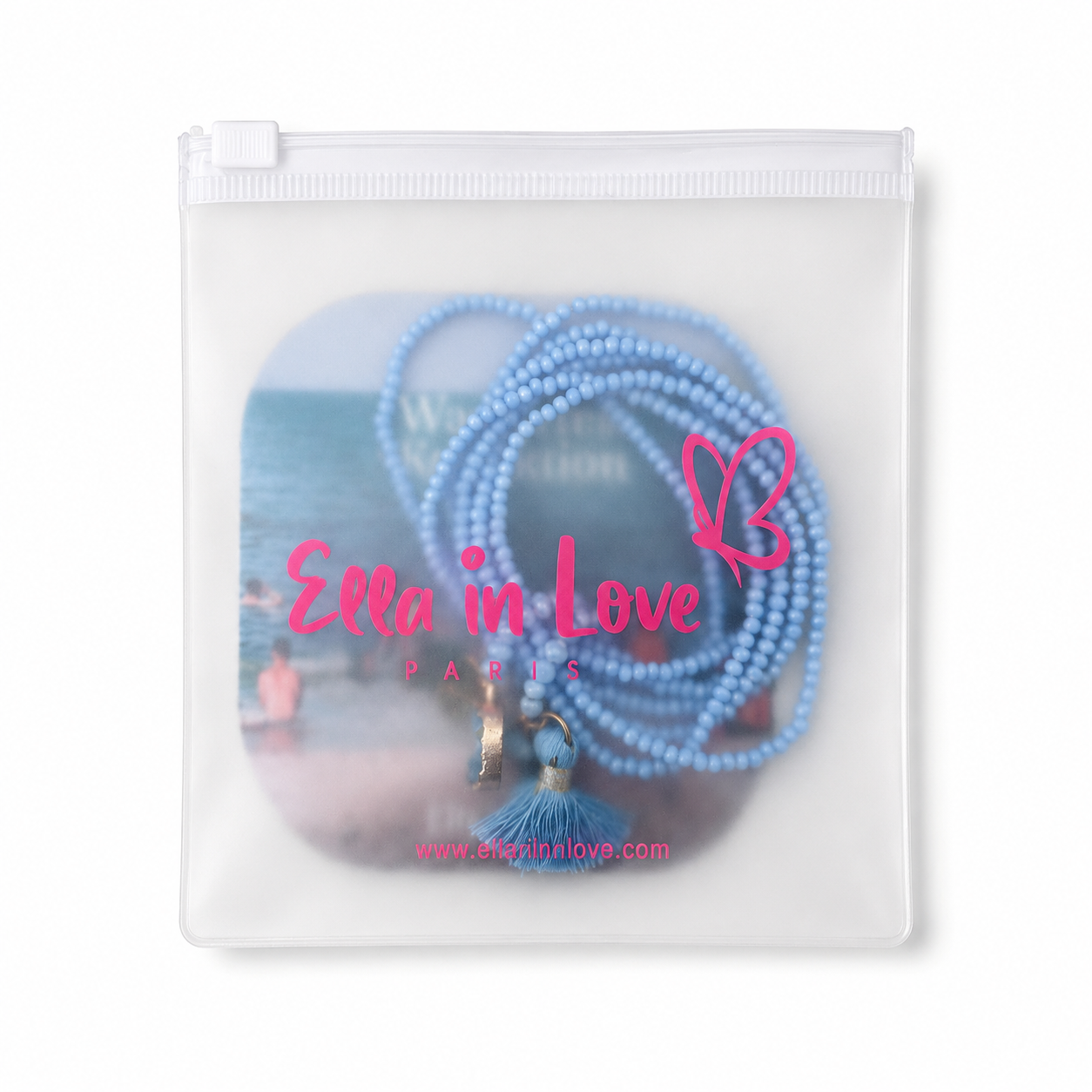 Perlenarmband Set Blau mit Krystal Charm | Wasserfest