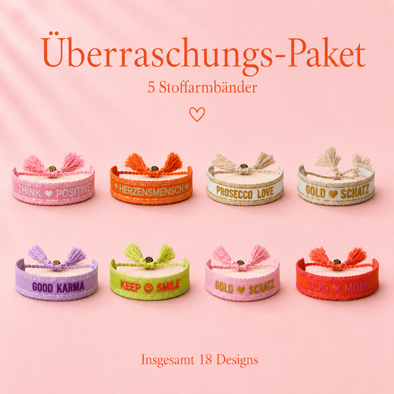 Überraschungs-Paket – 5 Stoffarmbänder