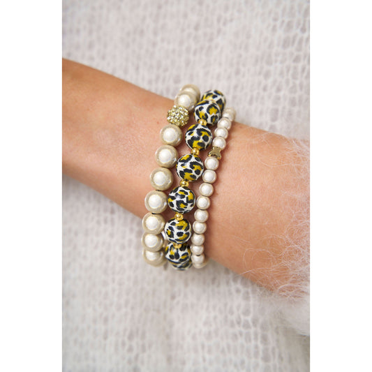 Perlenarmband-Set Champagner