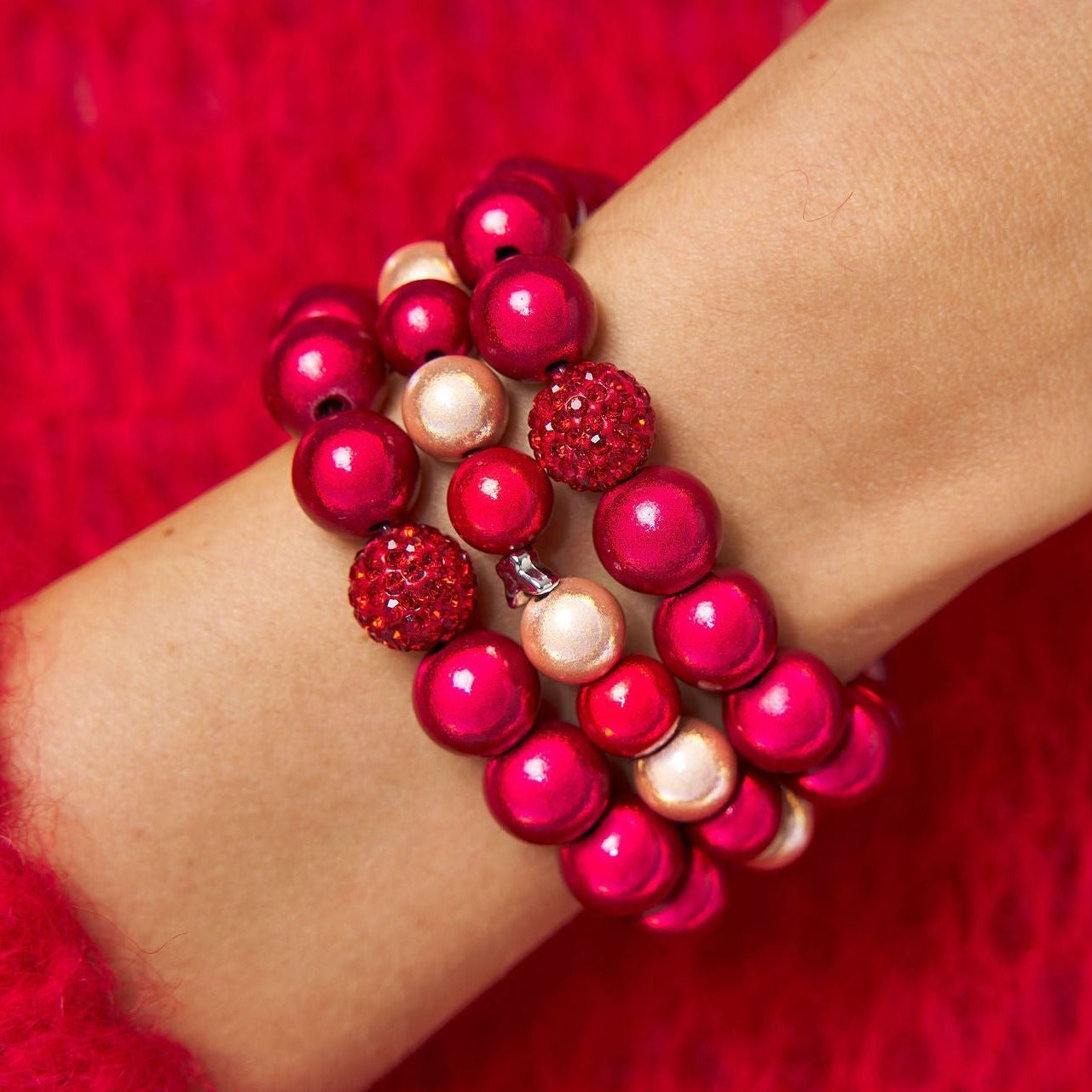 Armband Set Scarlet Rot Peach Accent Trio