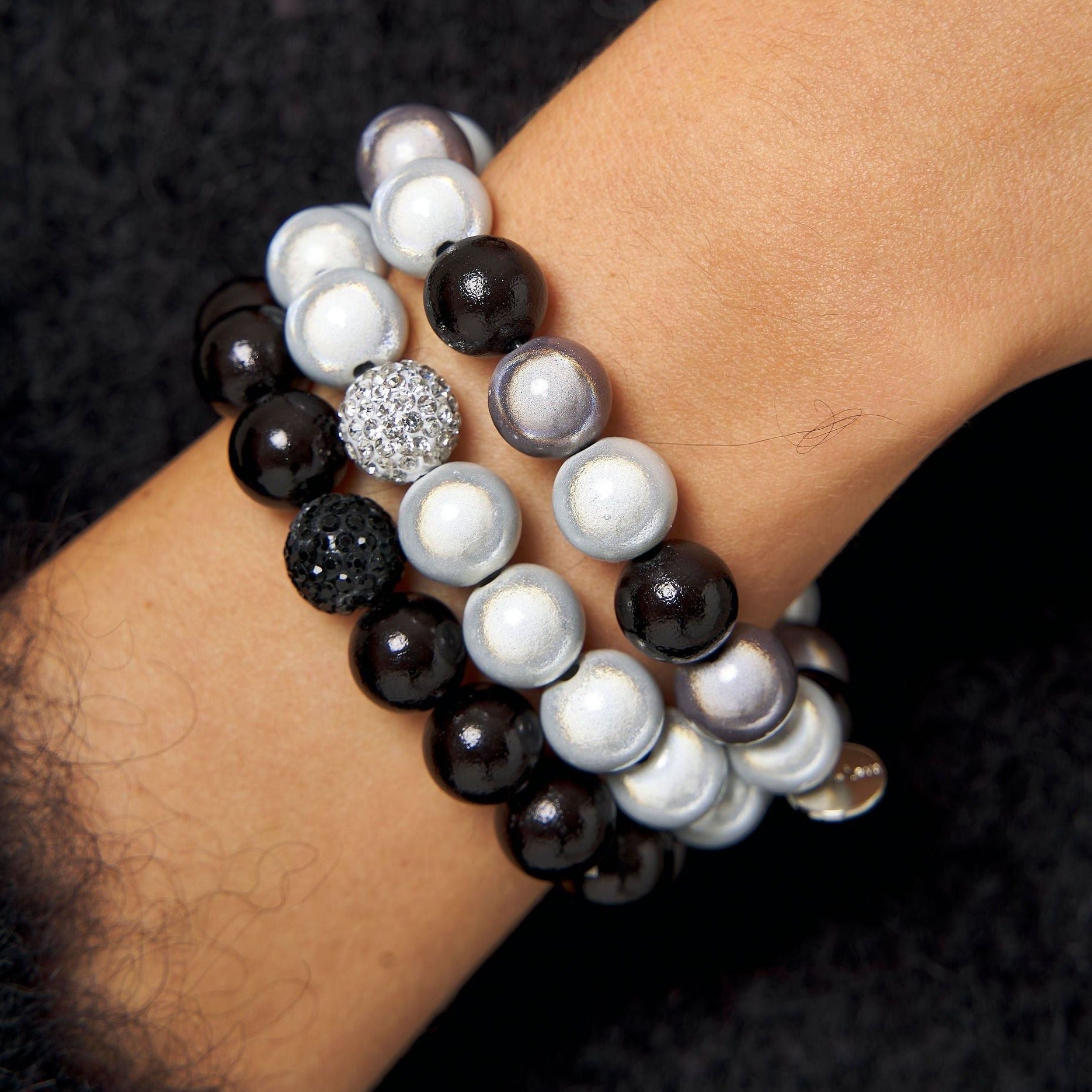 Armband Set Noir Silver Glam Trio