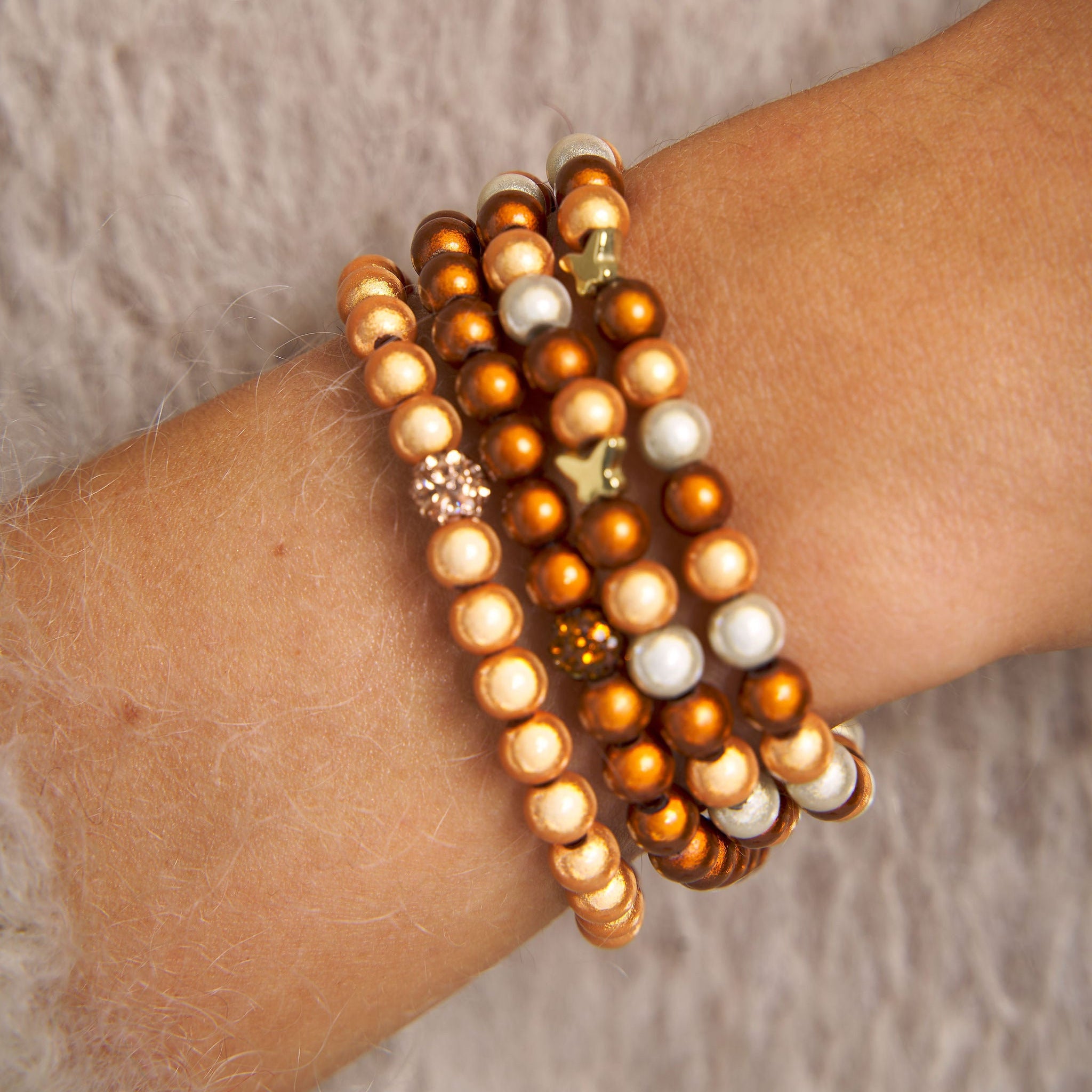 Armband Set Apricot Copper Stack
