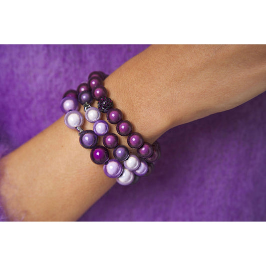 Perlenarmband-Set Lila