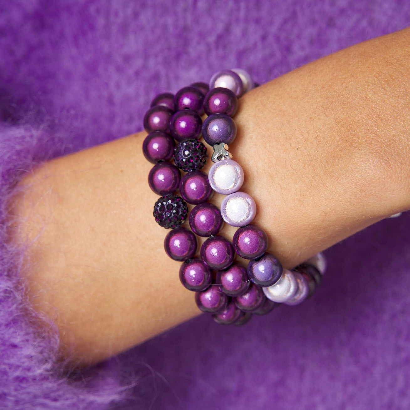 Armband Set Violett Flieder Stern Trio