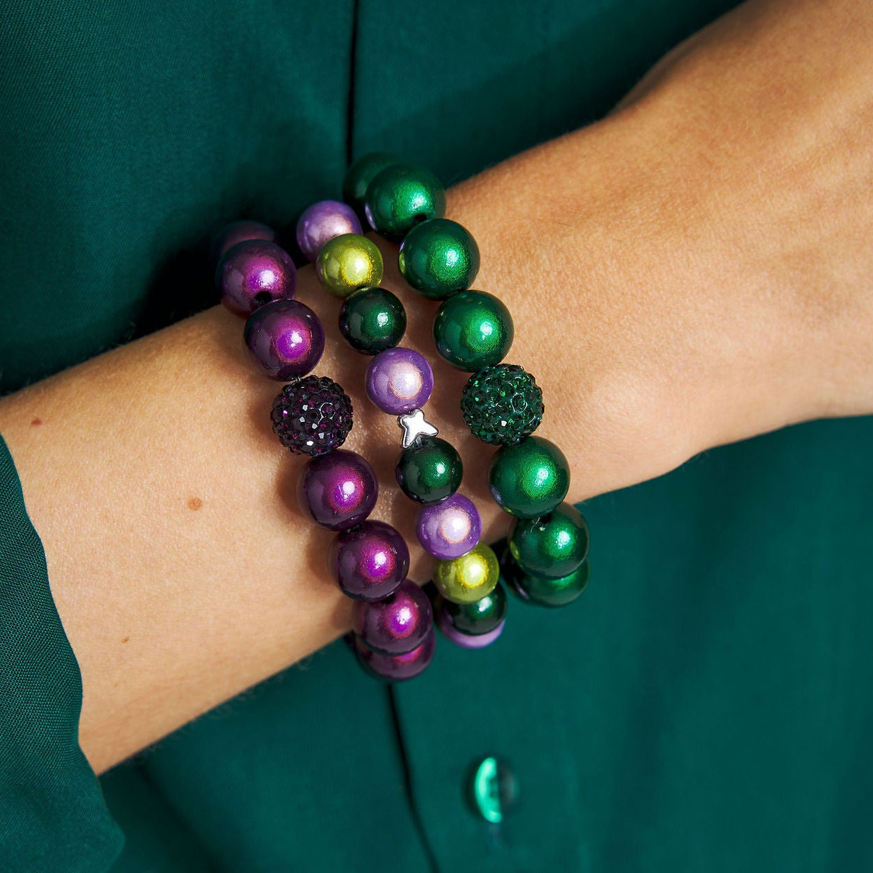 Armband Set Smaragd Violett Harmony Trio