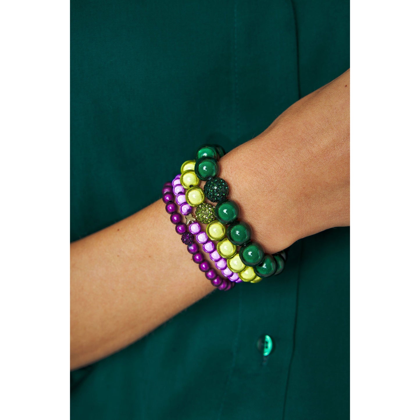 Perlenarmband-Set Grün