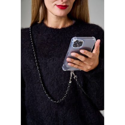 Handykette Black Night mit Glitzerperlen