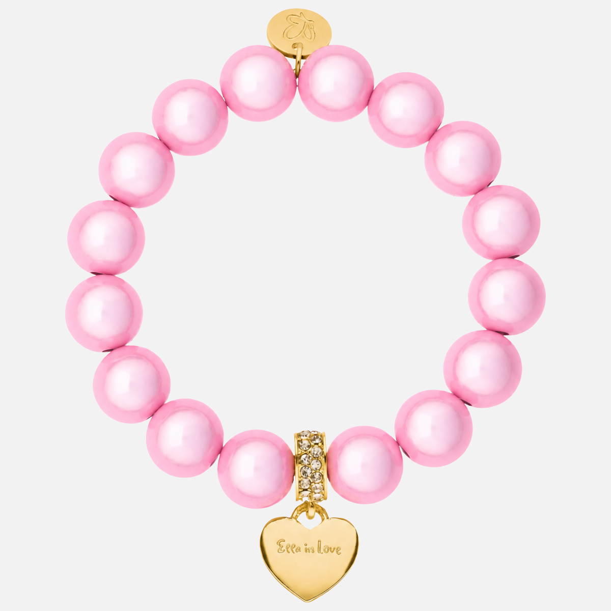 Perlenarmband mit Herzanhänger Statement Rosa mit 3D Matt Glow Effekt 12mm