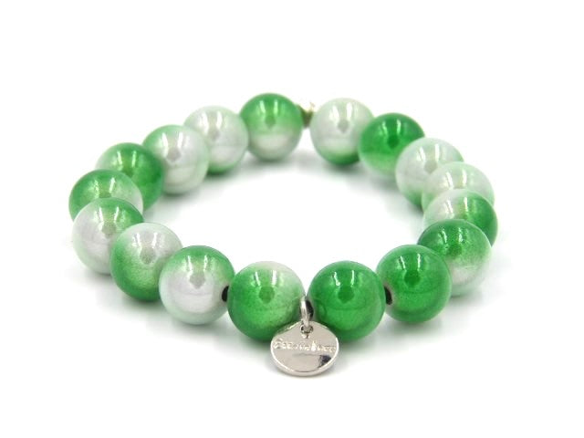 Perlenarmband Classic Green - White Aqua