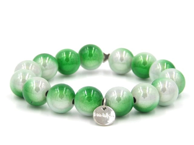 Perlenarmband Classic Green - White Aqua