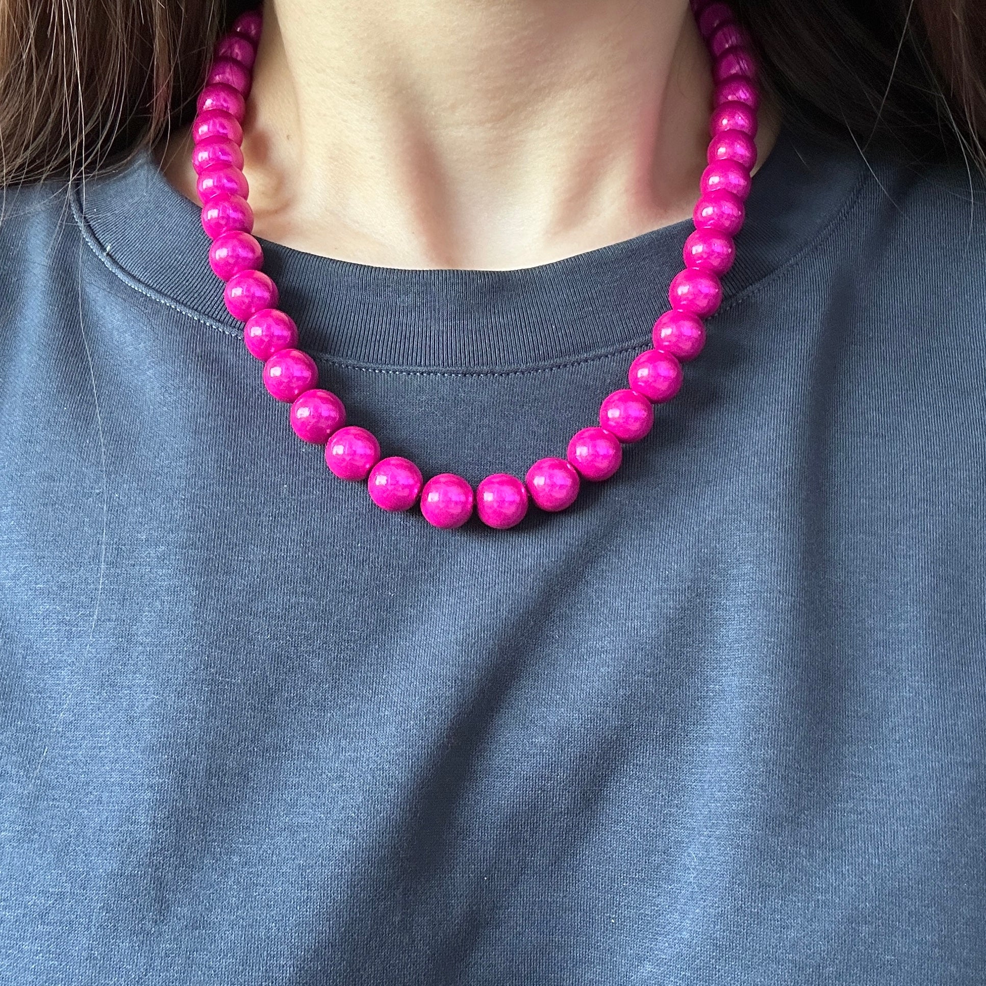 Perlenhalskette 12mm Pink