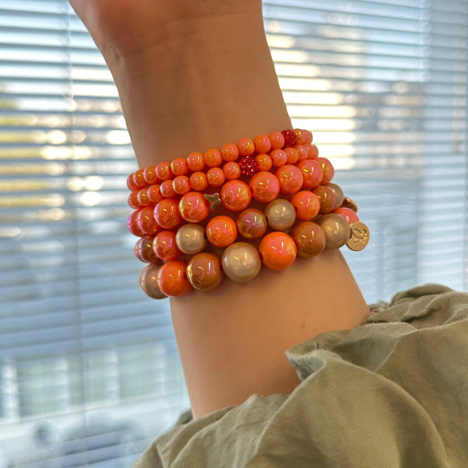 Perlenarmband Set Multicolor & Orange mit 3D Intensiv Glow Effekt