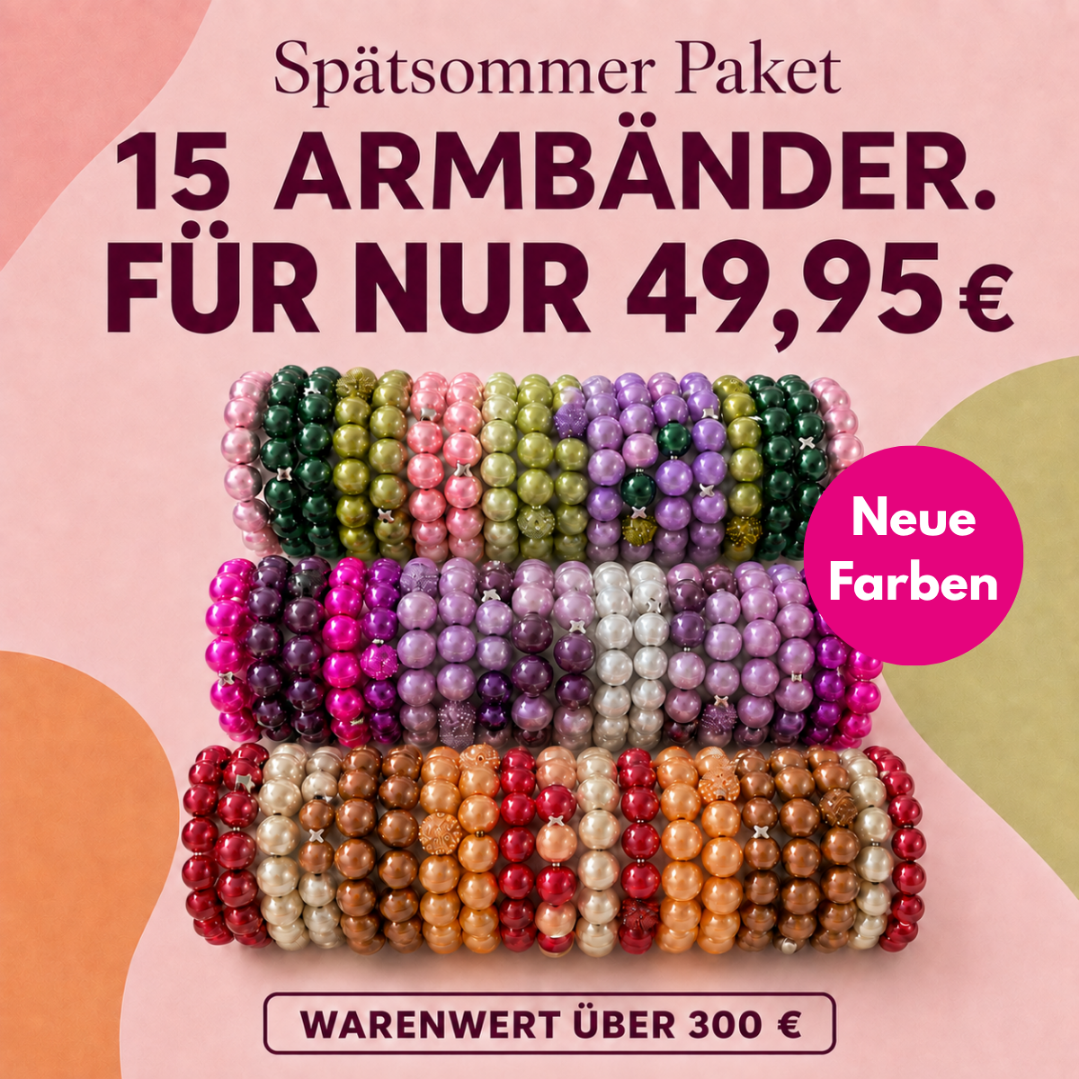 Spätsommer Paket – 15 Armbänder | neue Farben