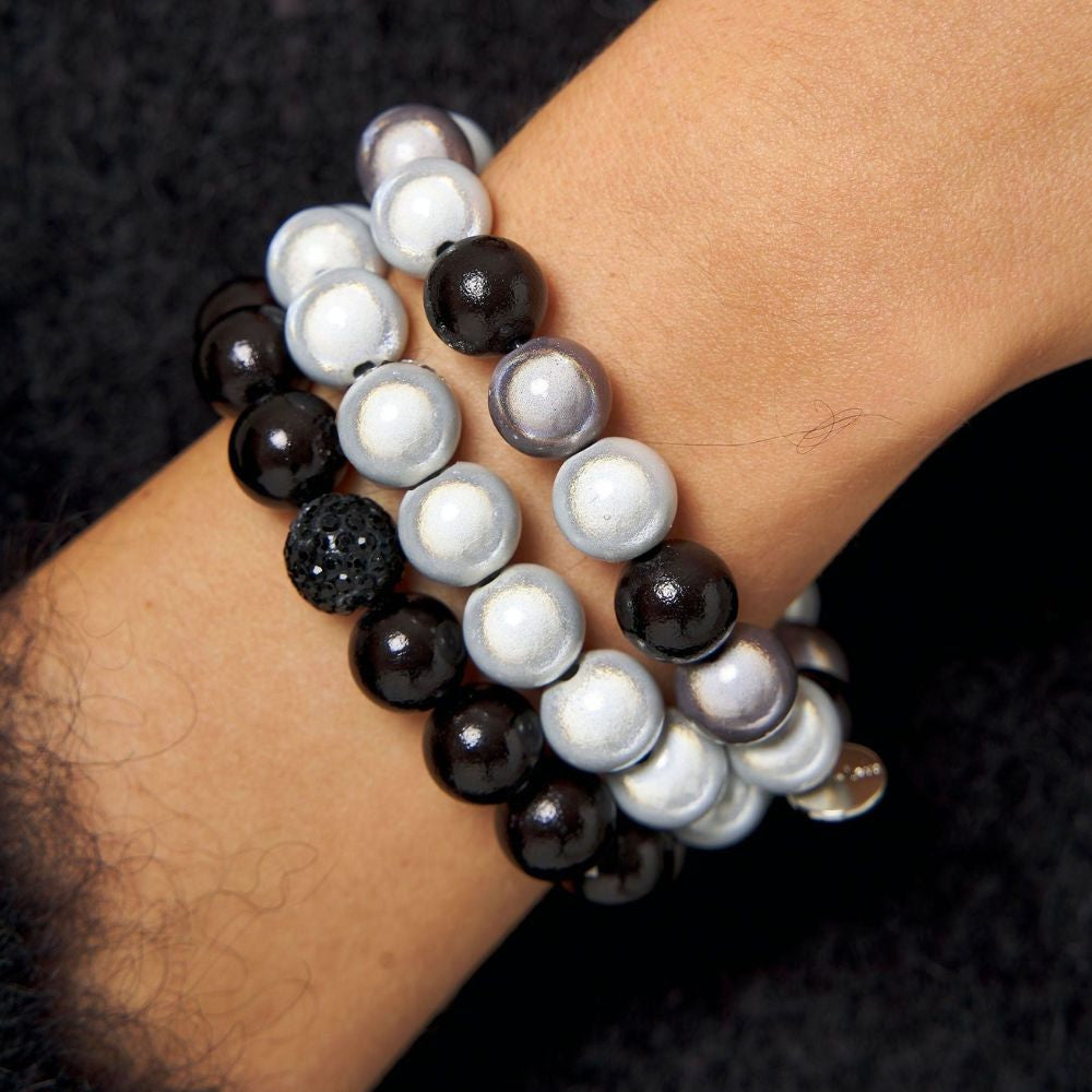 Armband Set Noir Silver Glam Trio