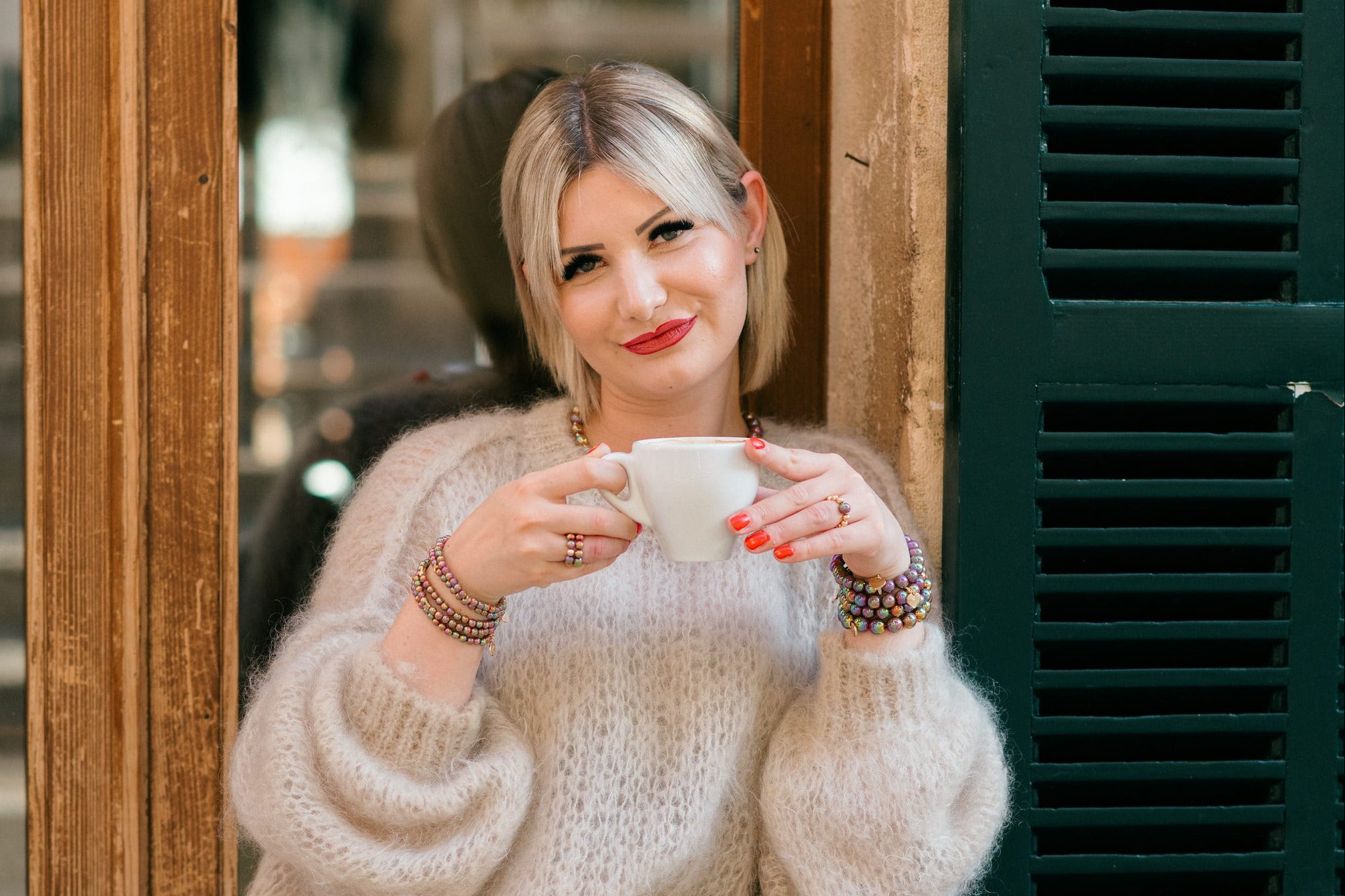 Perlenarmband Gold Deluxe mit mocha glow perle