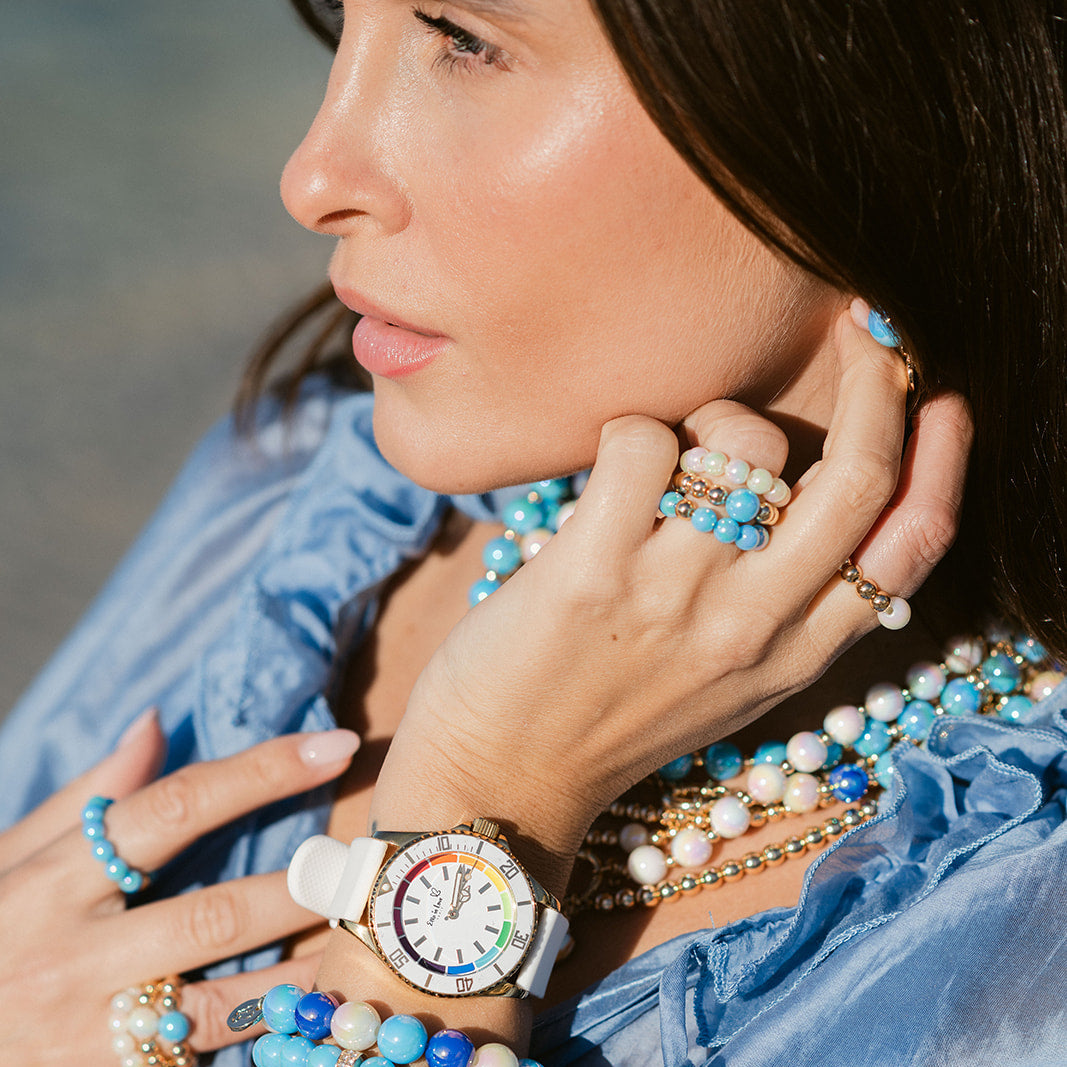 Perlenarmband Statement Multi Blau mit 3D Intensiv Glow Effekt