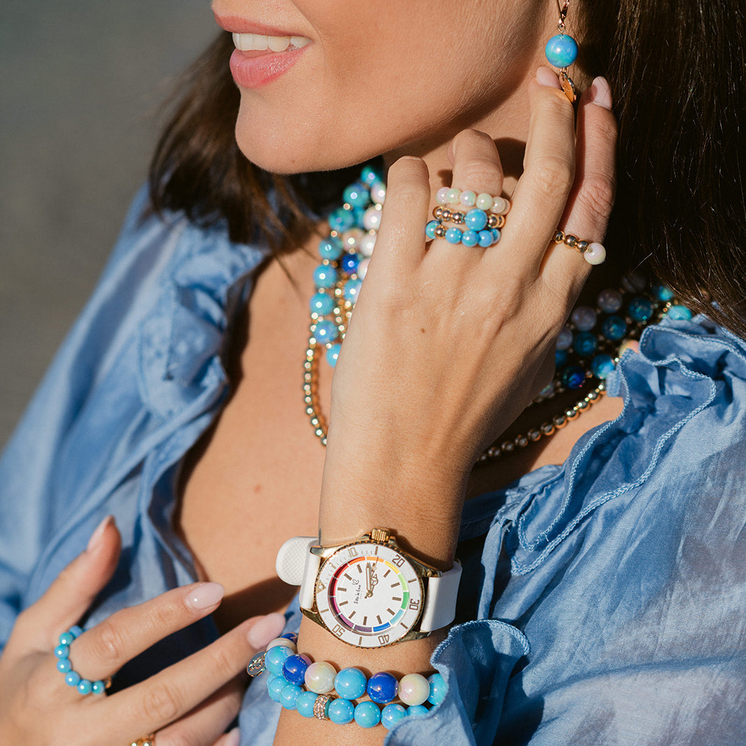 Perlenarmband mit Charm Classic Dunkelblau mit 3D Intensiv Glow Effekt