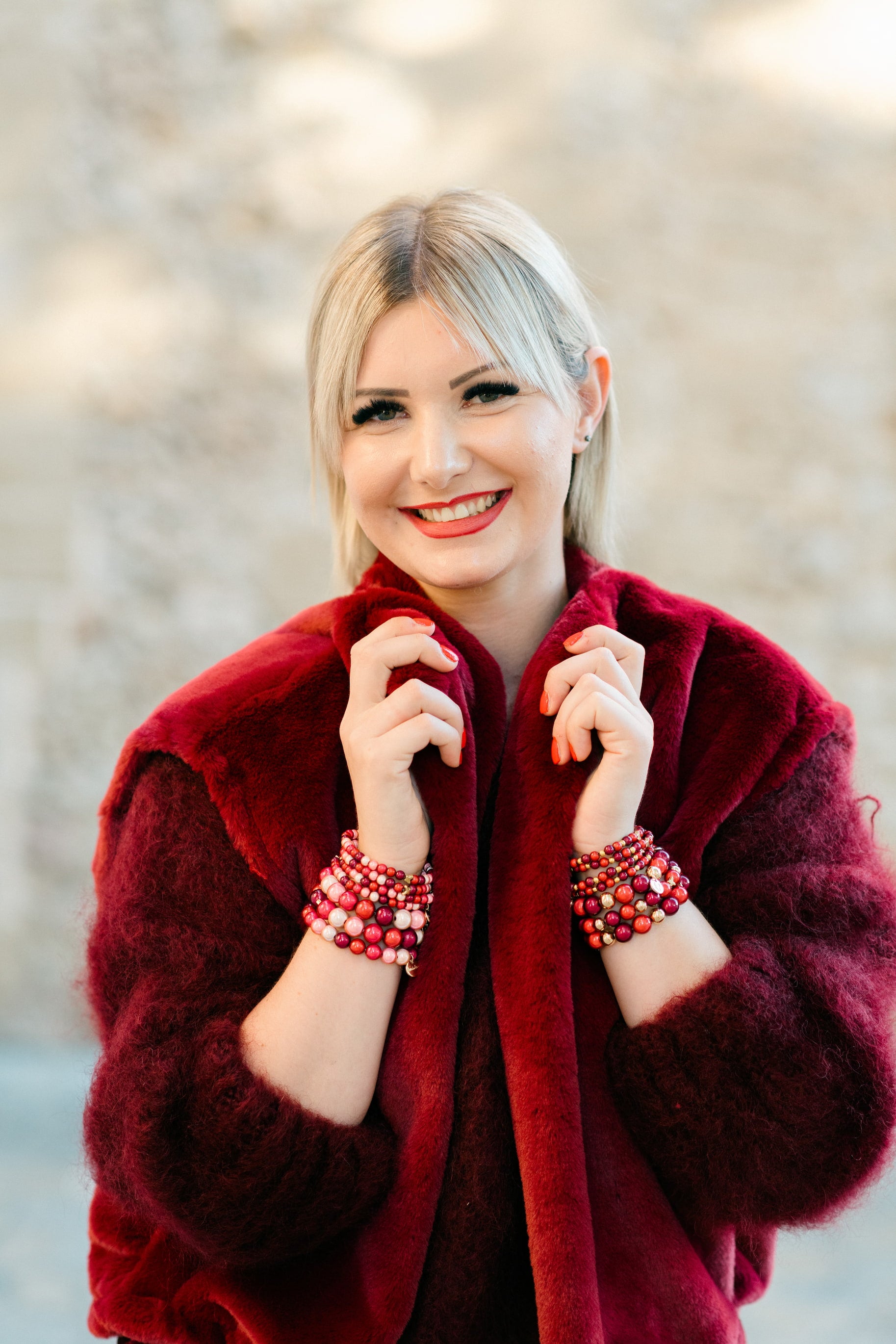 Perlenarmband burgundy rouge