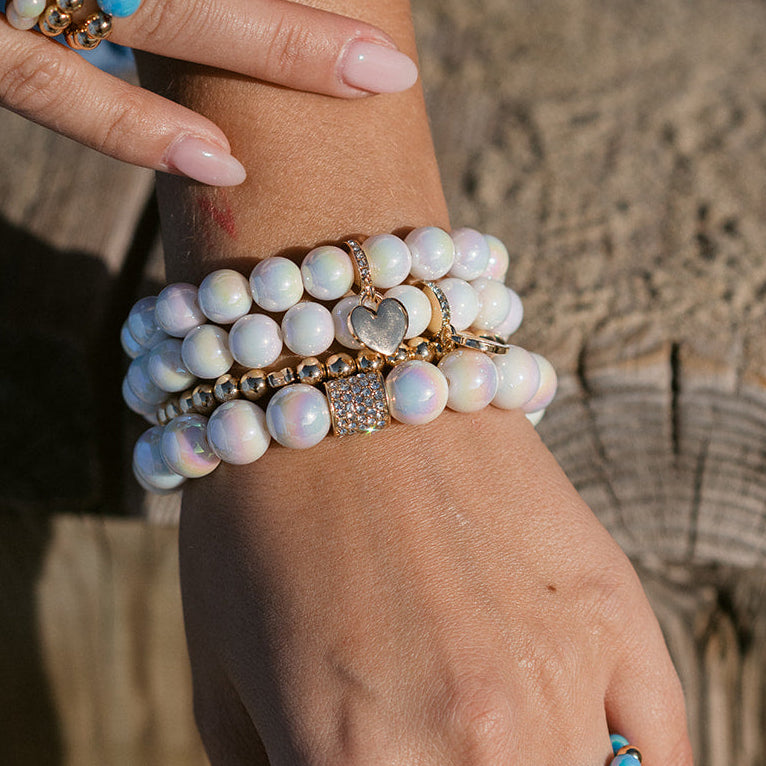 Perlenarmband Set mit Charm Weiß mit 3D Intensiv Glow Effekt