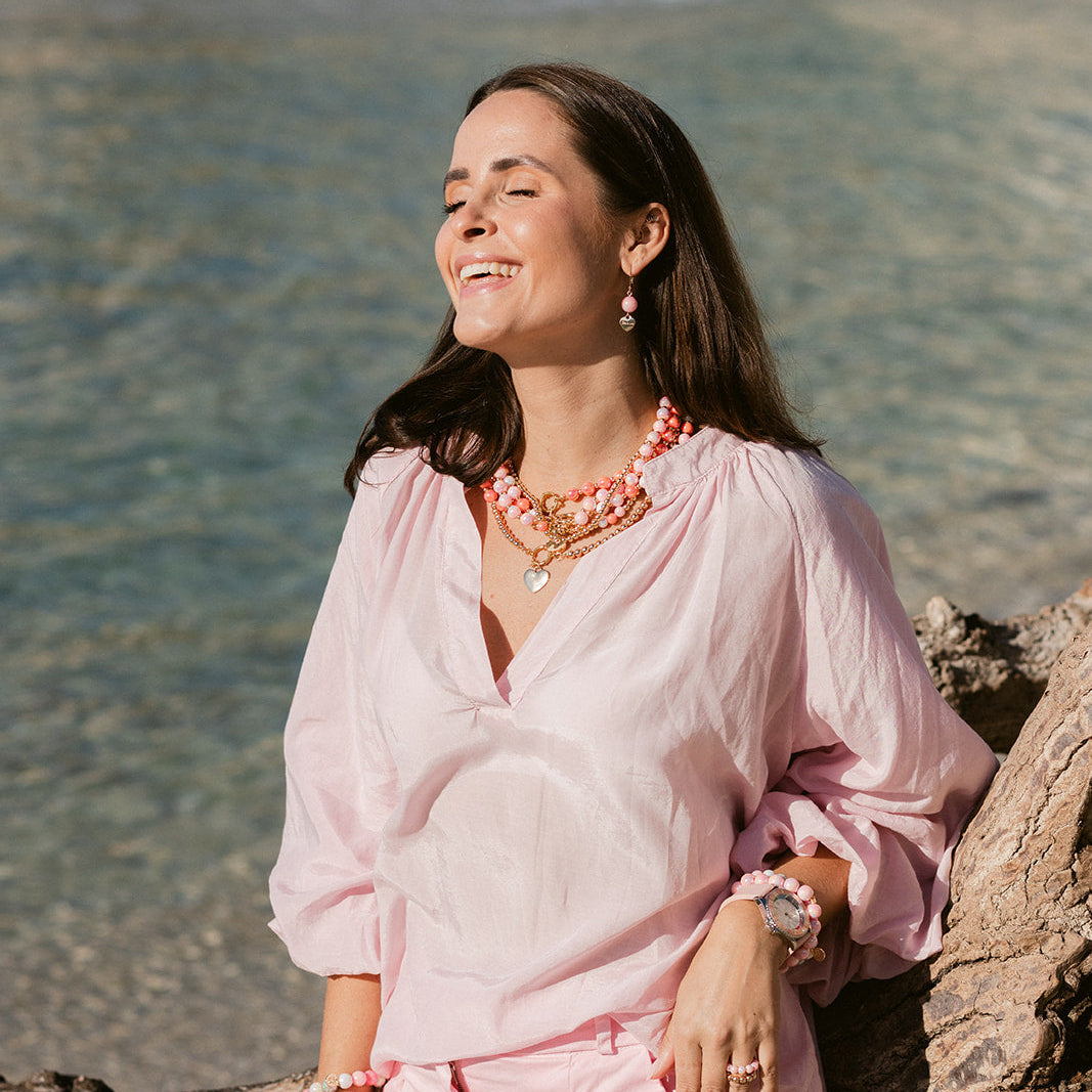 Halsketten Set Multi Rosa