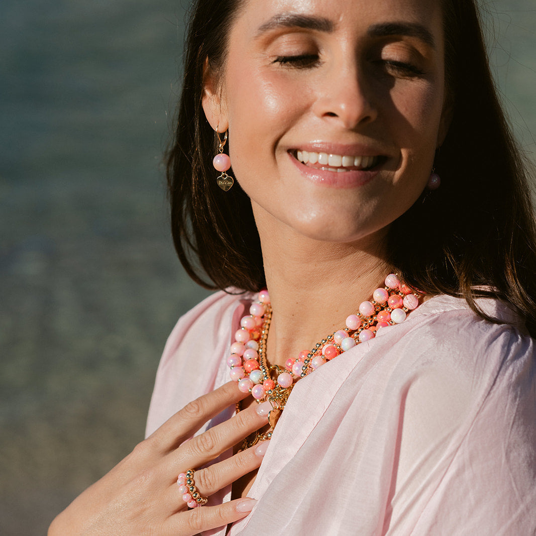 Halskette Glow Rosa mit Edelstahl-Verschluss