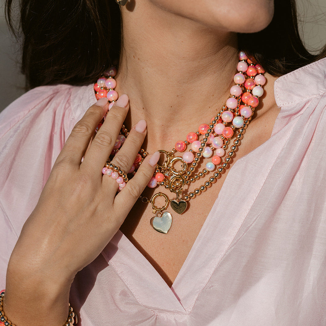 Halskette Glow Coralle mit Edelstahl-Verschluss