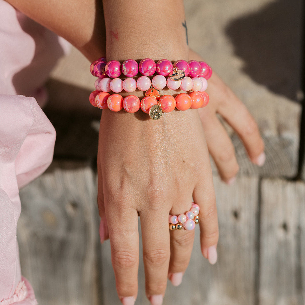 Perlenarmband mit Herz Coralle 10mm