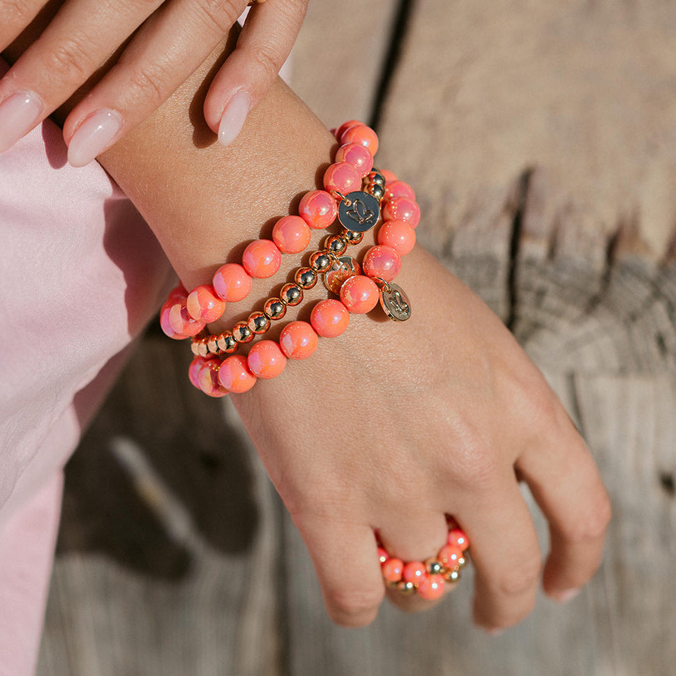 Perlenarmband mit Herz Coralle 10mm