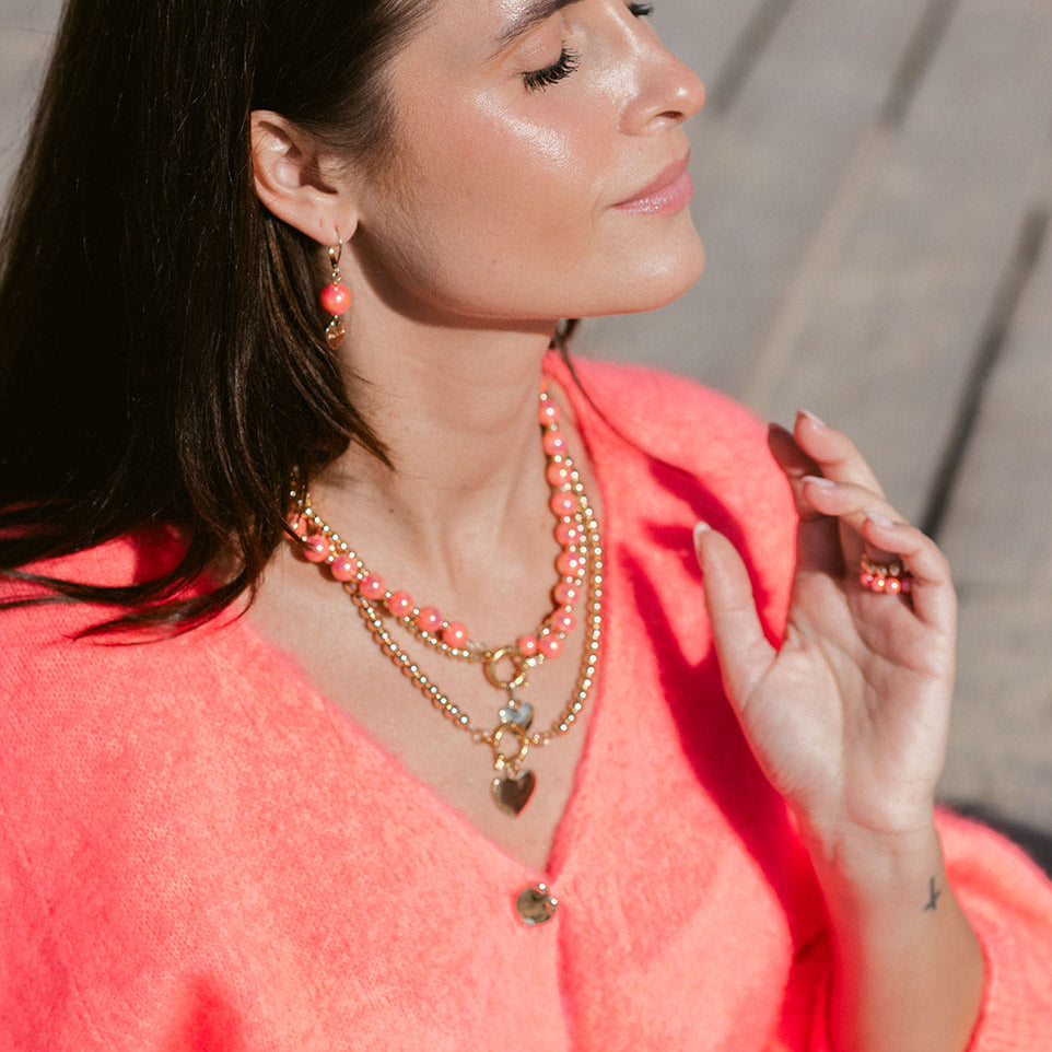 Halskette Glow Coralle mit Edelstahl-Verschluss