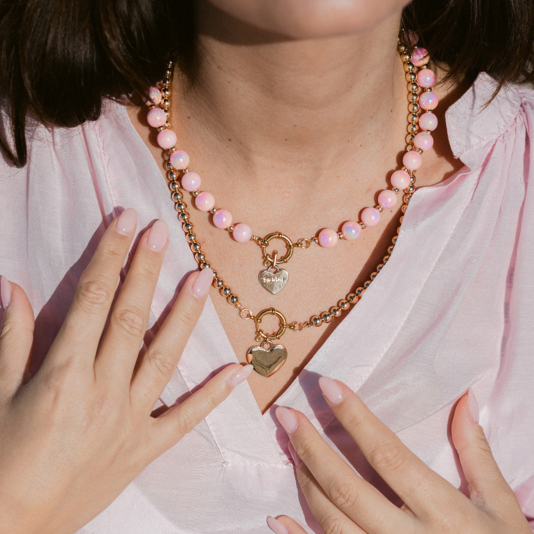 Halskette Glow Rosa mit Edelstahl-Verschluss