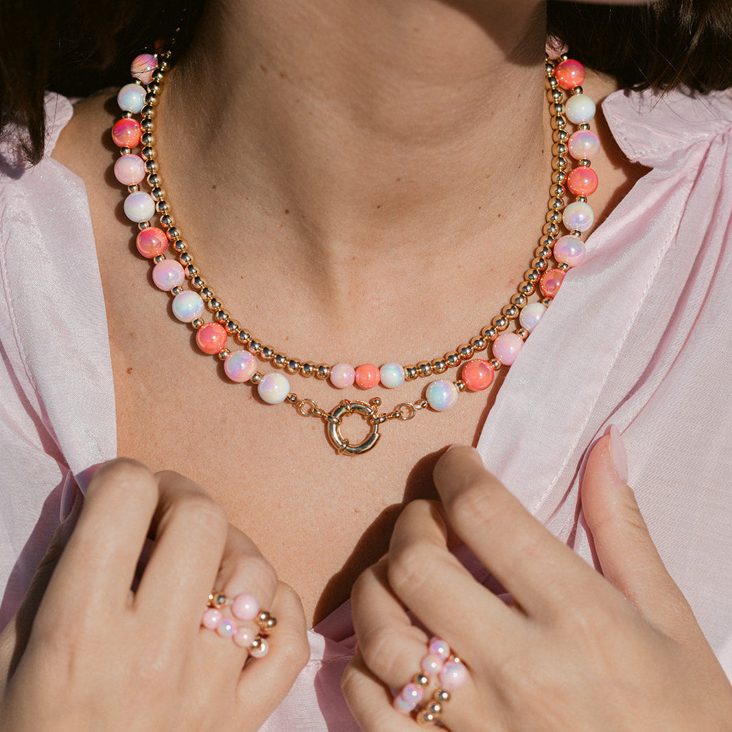 Halsketten Set Multi Rosa