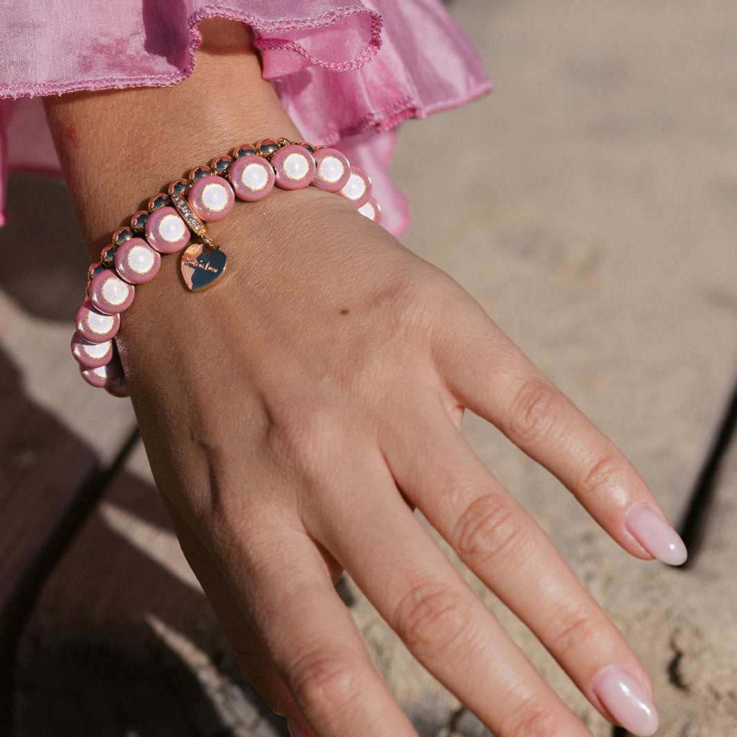 Rosa Multicolor Perlenarmband Set – Matt Glow Classic