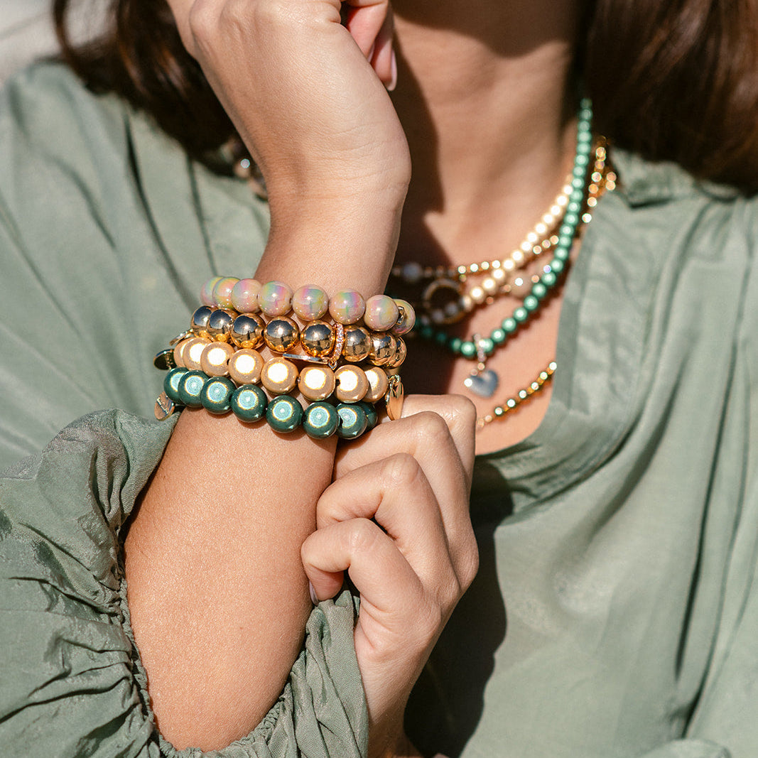 Toffee Muttertags Schmuckset mit Halskette & Perlenarmband – Intensiv Glow Classic