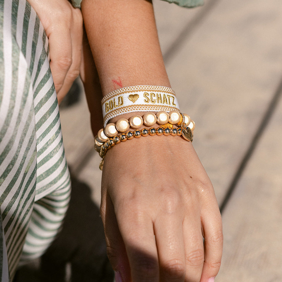 Muttertags Stoffarmband Set – Herzensmensch & Goldschatz