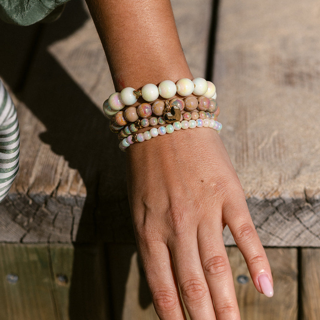 Champagner 14K vergoldetes Perlenarmband Set – Intensiv Glow Fine