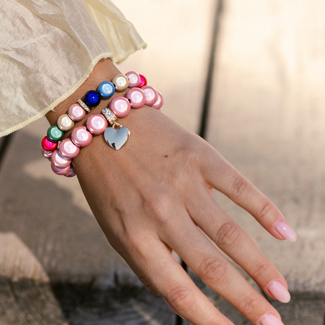 Rosa Multicolor Perlenarmband Set – Matt Glow Classic