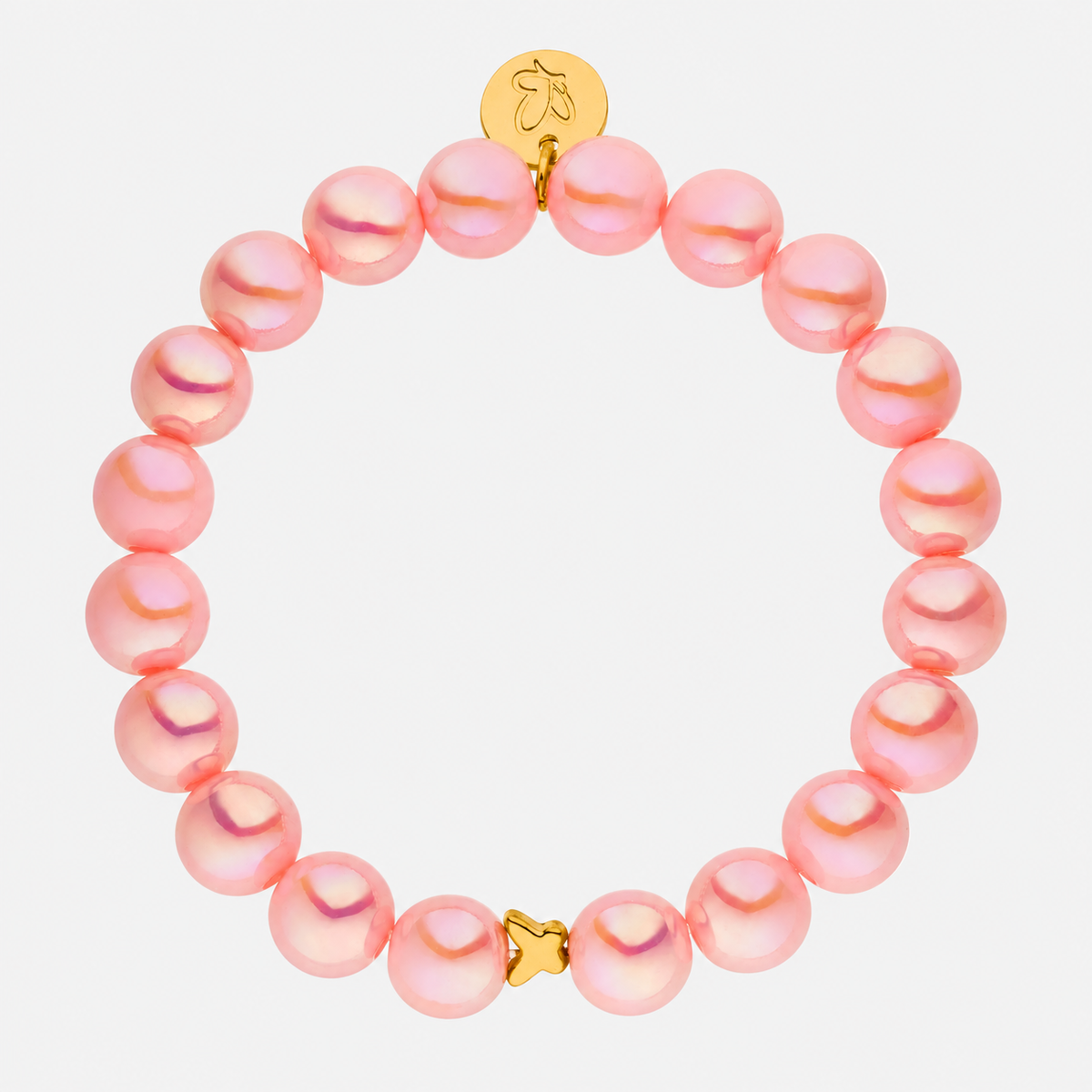 Perlenarmband Rosa mit 3D Intensiv Glow Effekt – Produktansicht auf hellgrauem Hintergrund