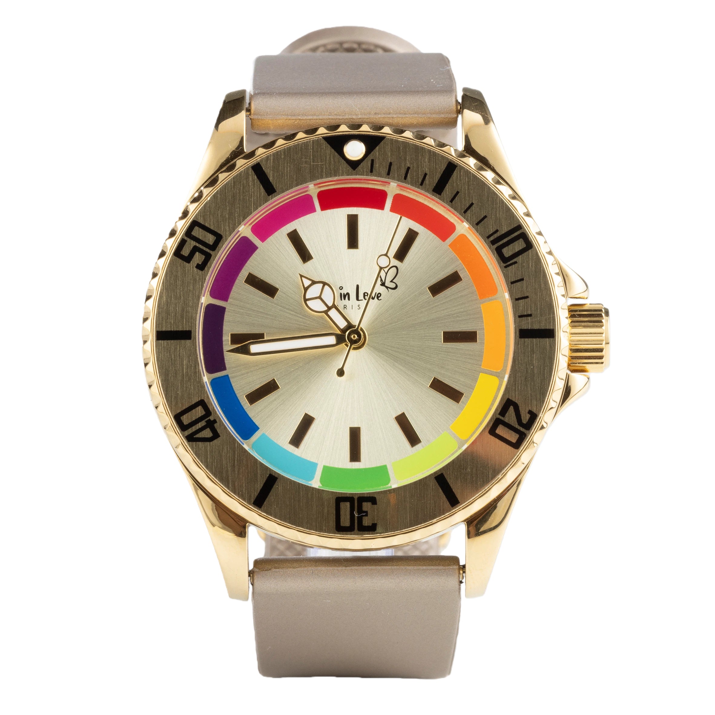Uhr Rainbow mit Silikonband Taupe