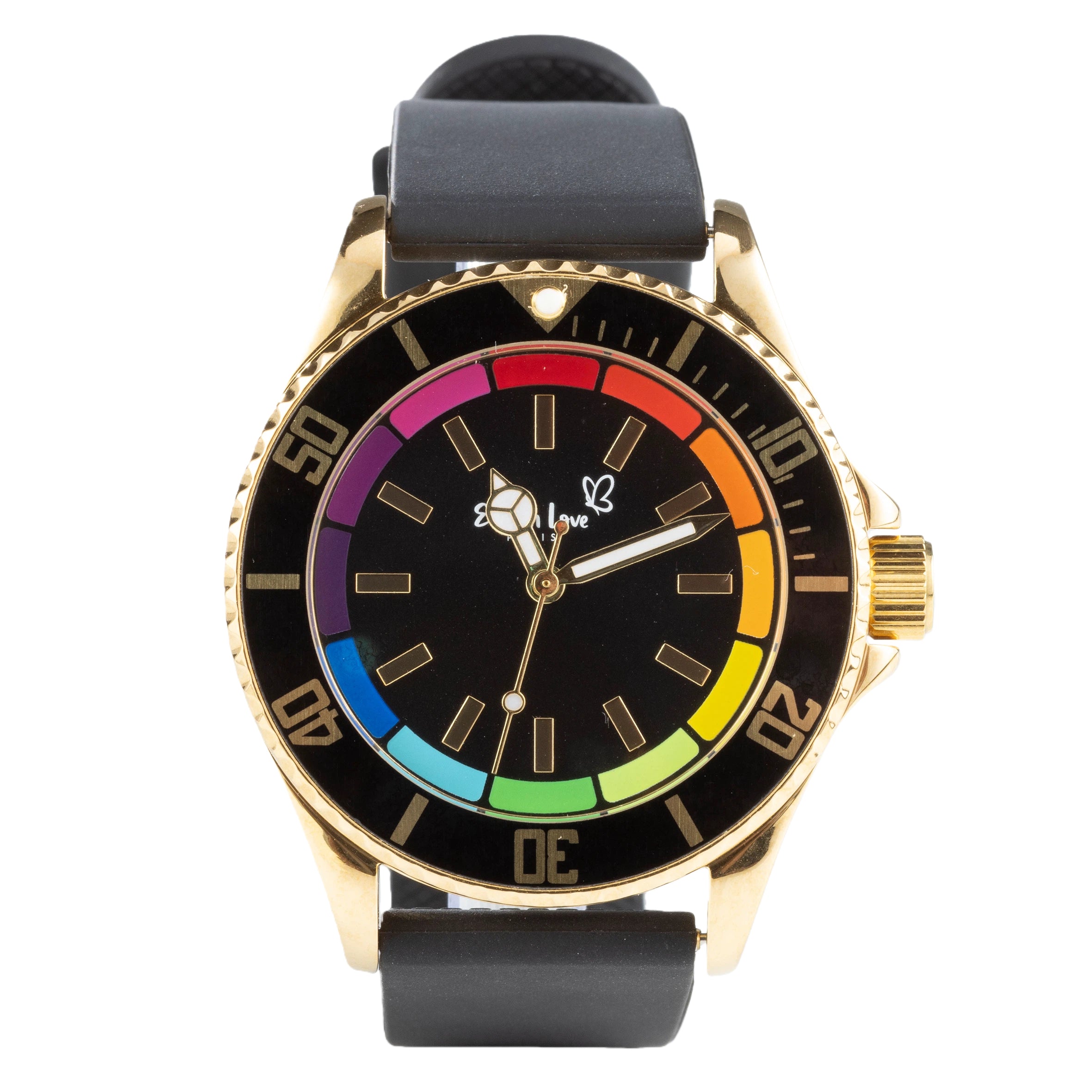 Uhr Rainbow mit Silikonband Blacknight