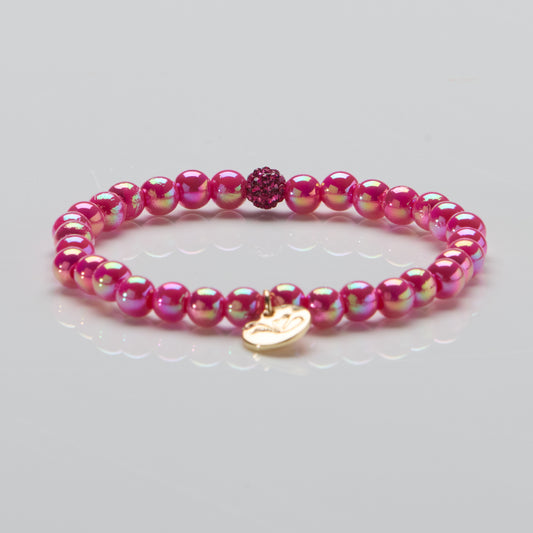Perlenarmband Pink Mirage mit Glitzerperle