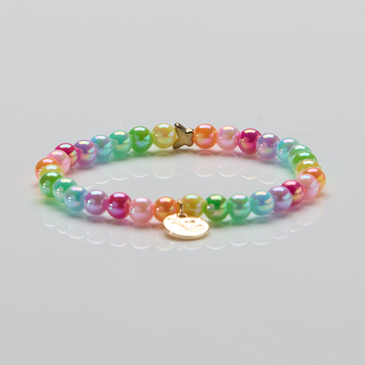 Perlenarmband Rainbow Sparkling mit Glitzerperle