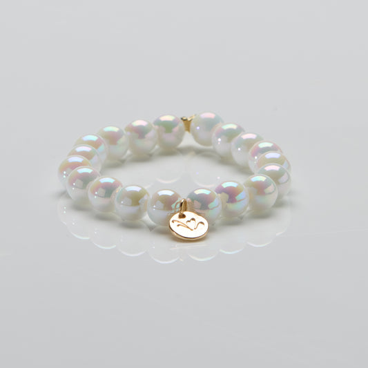 Perlenarmband Opal White