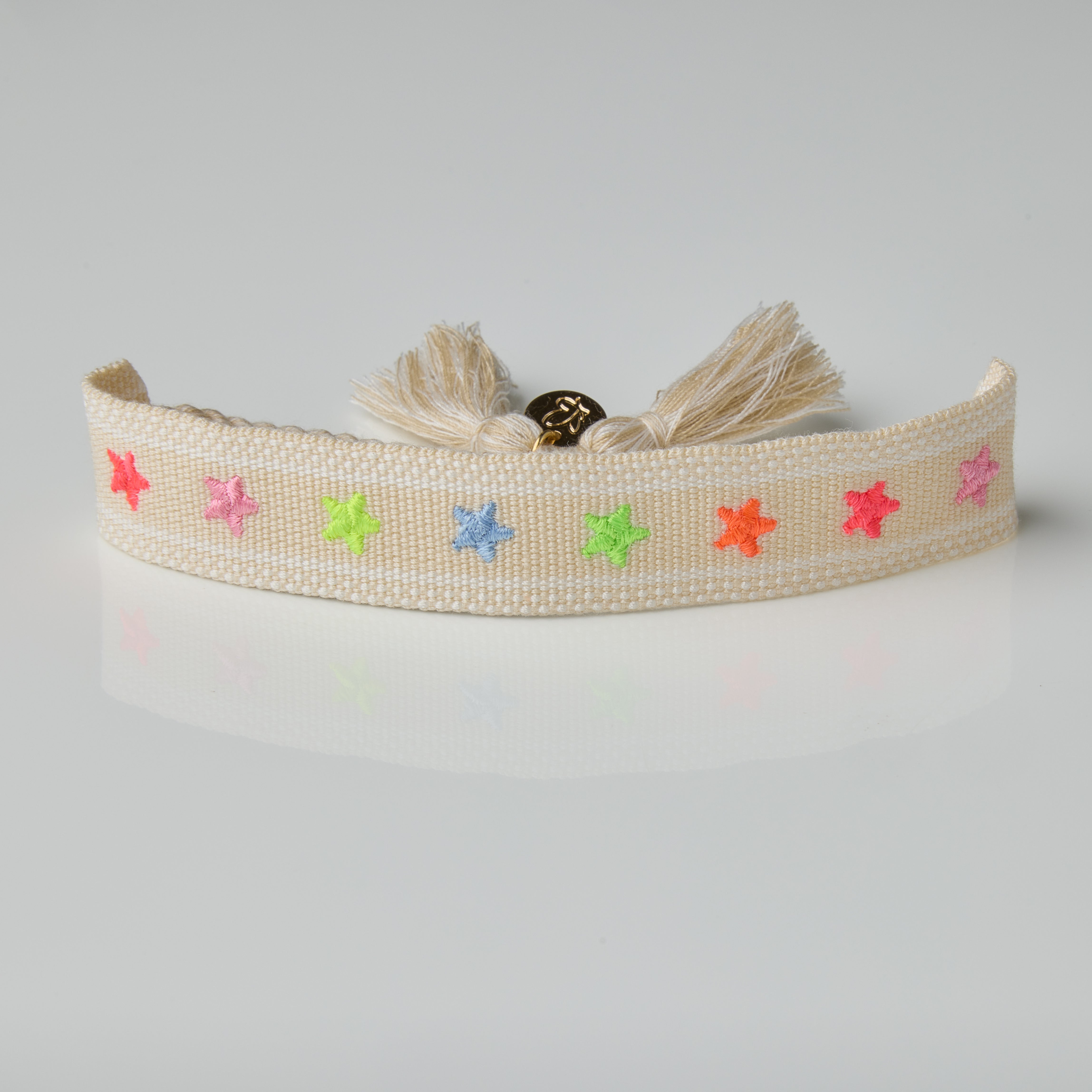 "Rainbow Stars" Stoffarmband Champagner