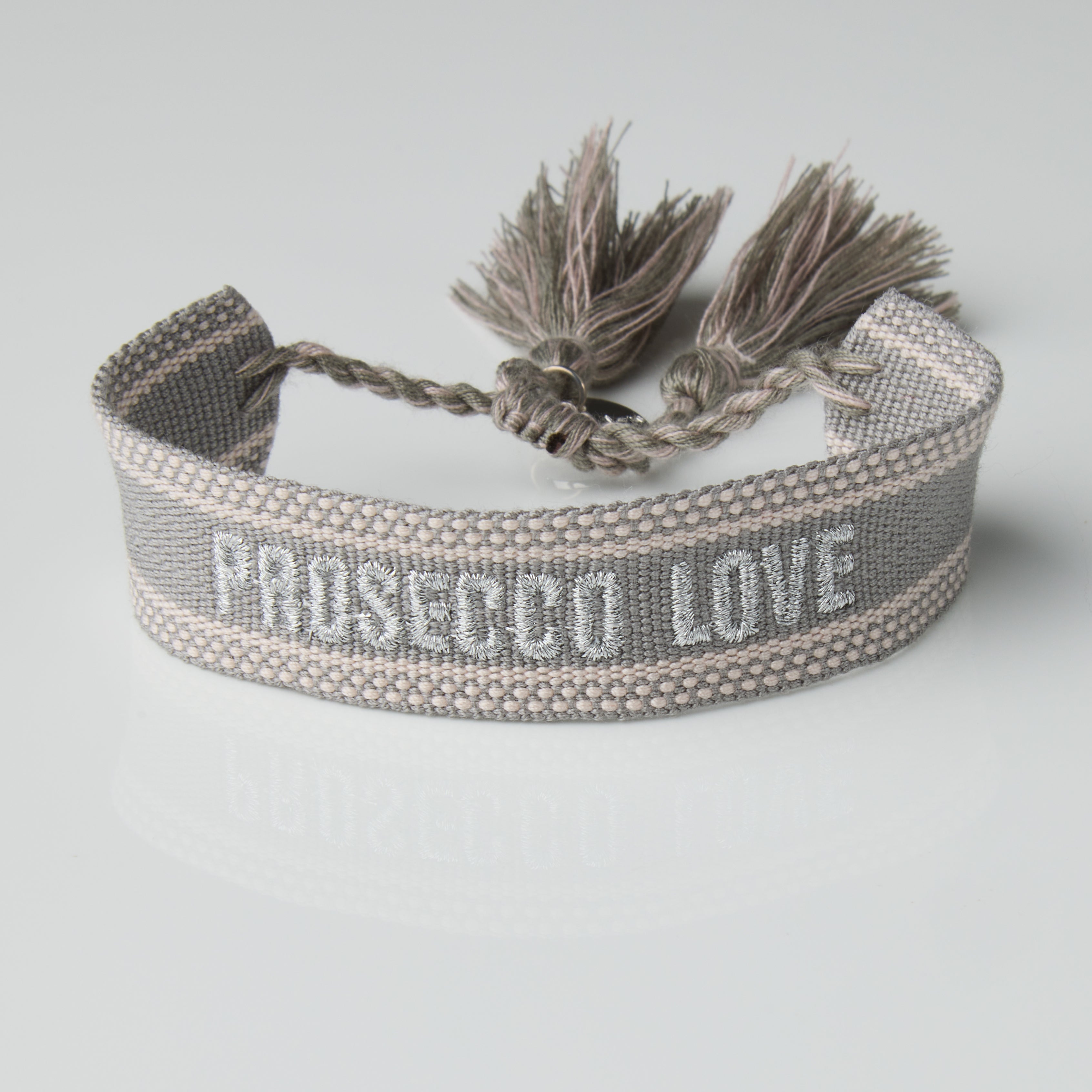 "Prosecco Love" Stoffarmband Taupe