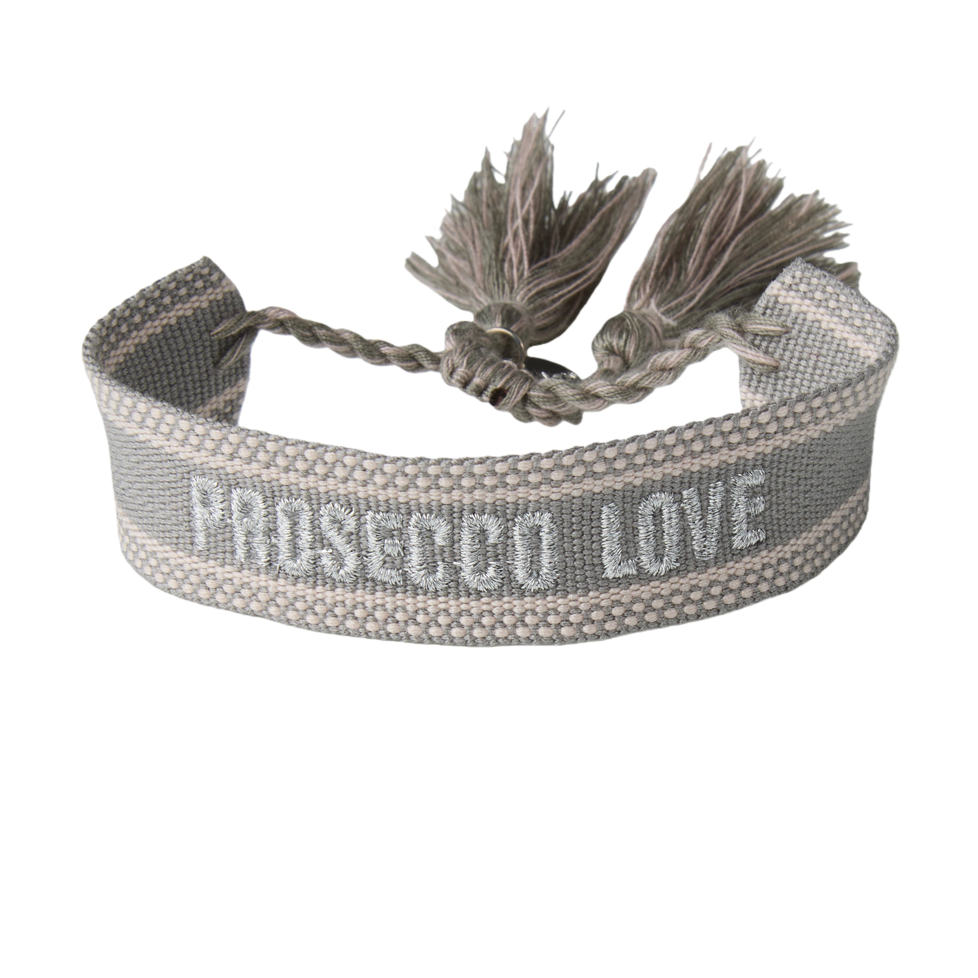 "Prosecco Love" Stoffarmband Taupe
