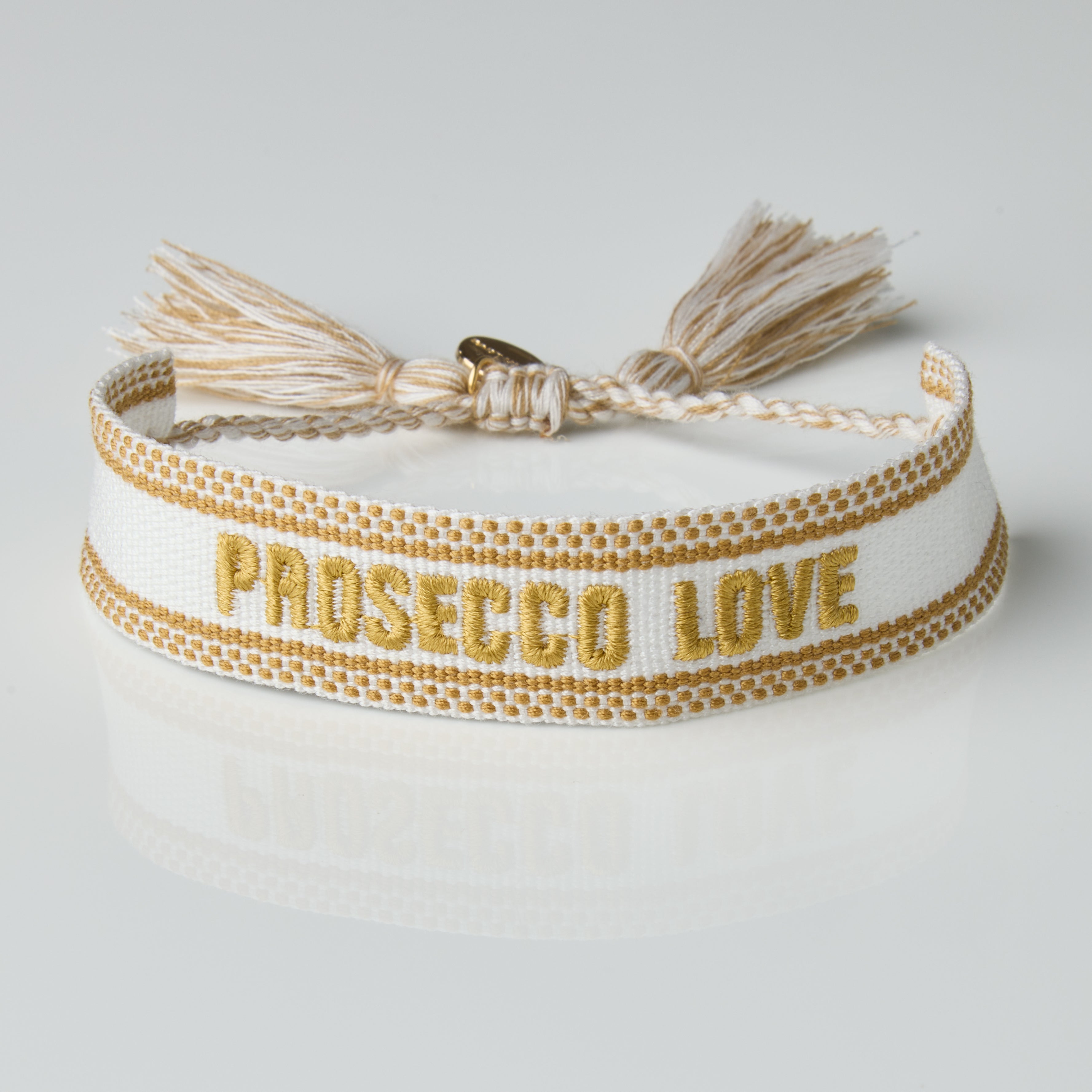 "Prosecco Love" Stoffarmband Weiß