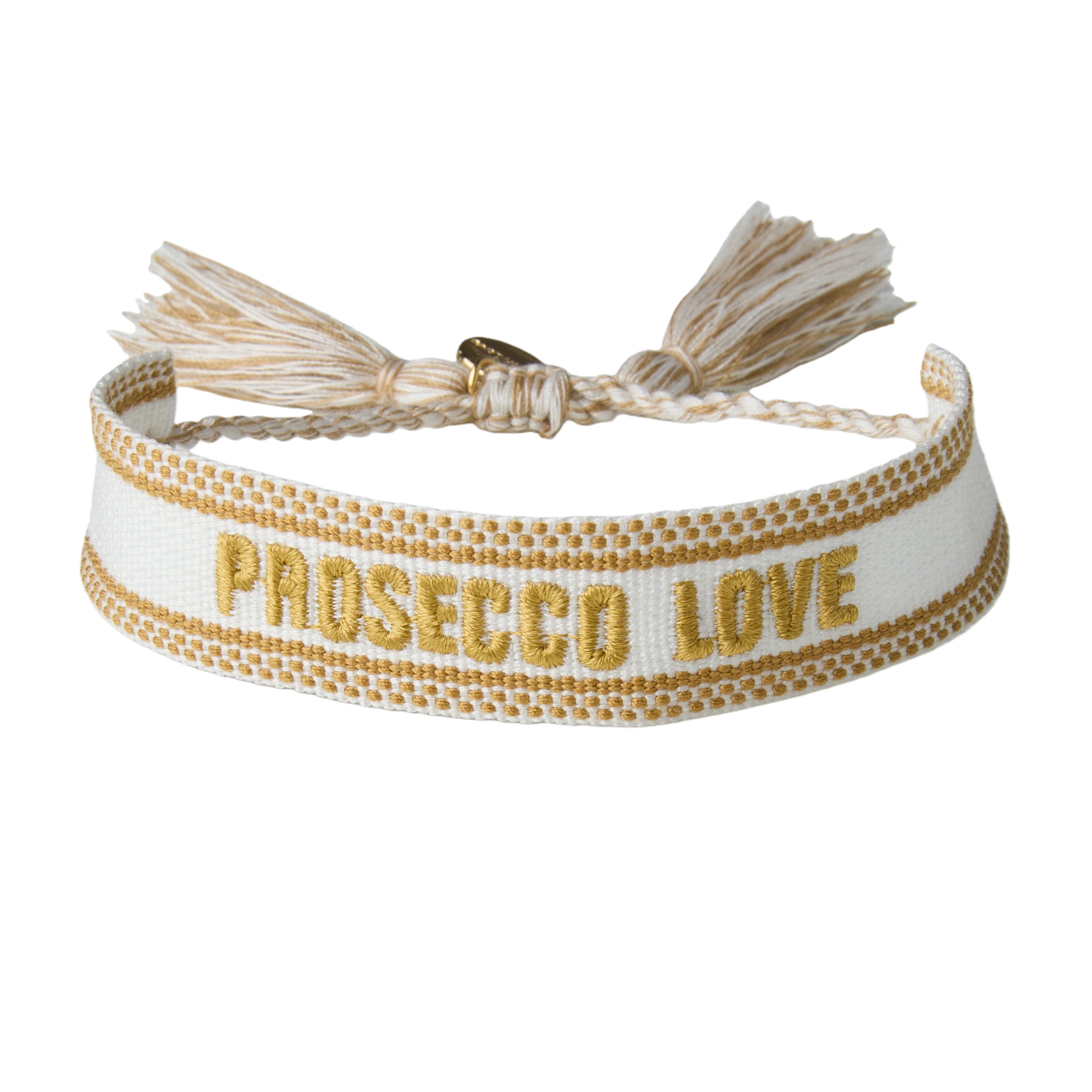 "Prosecco Love" Stoffarmband Weiß