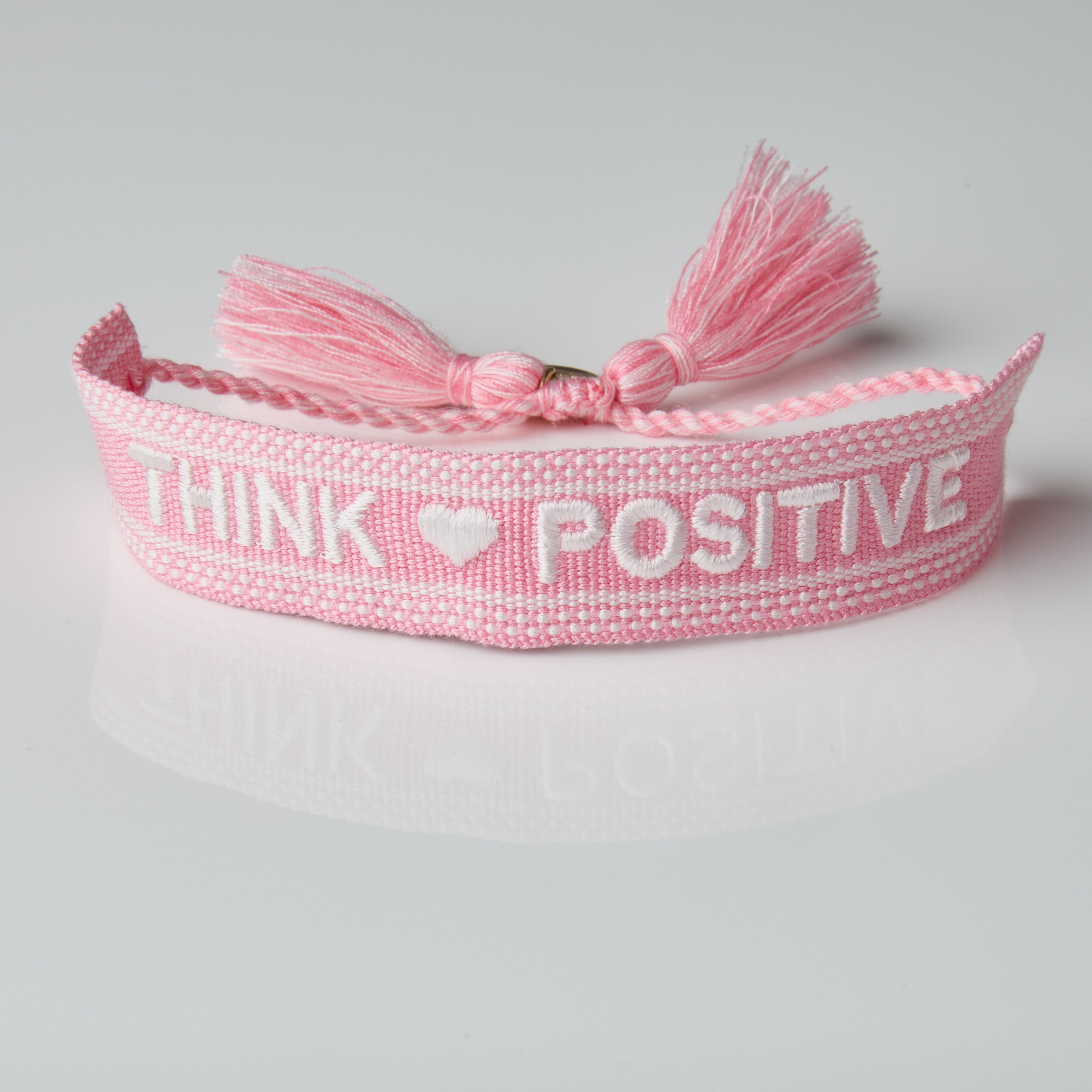 "Think Positive" Stoffarmband Rosa
