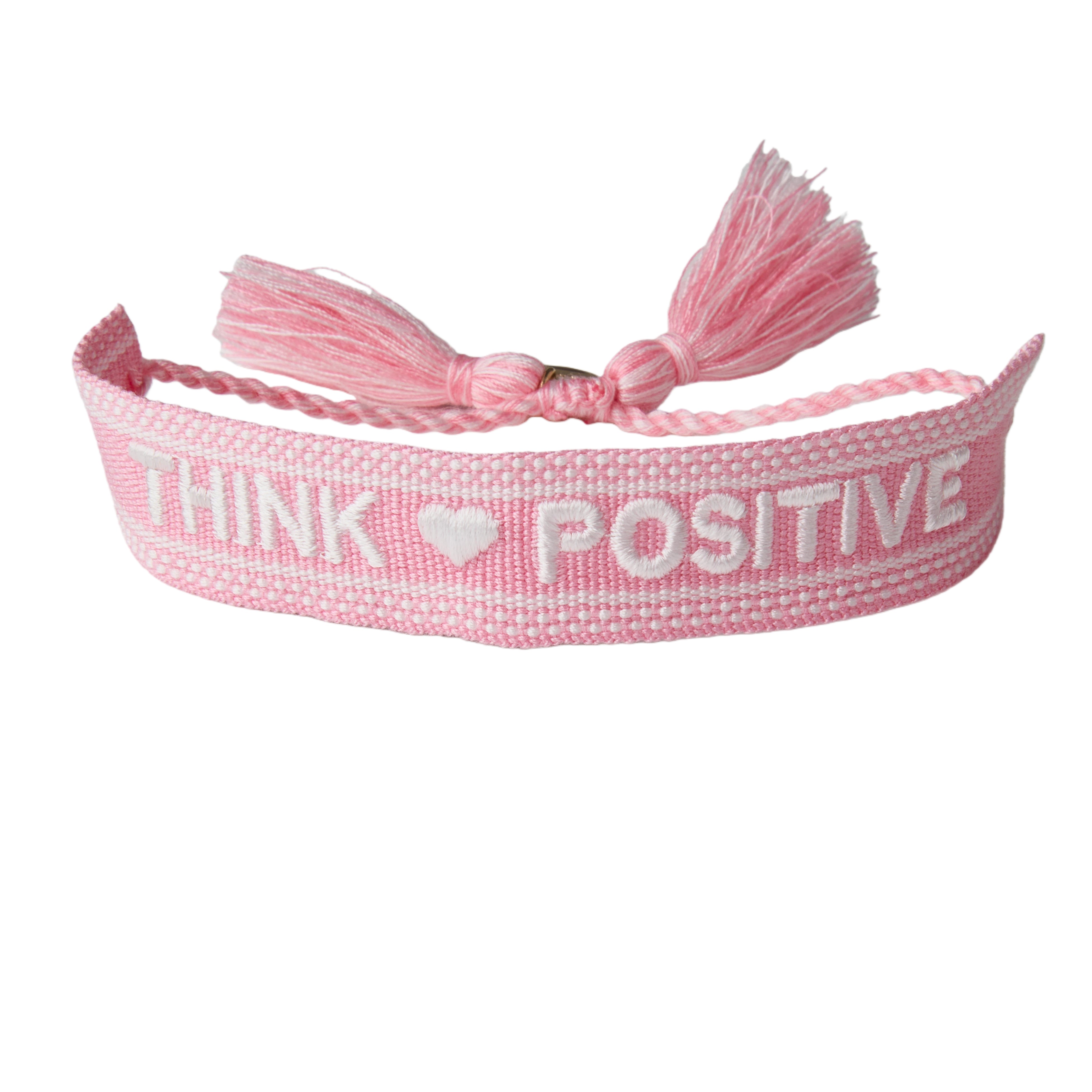 "Think Positive" Stoffarmband Rosa