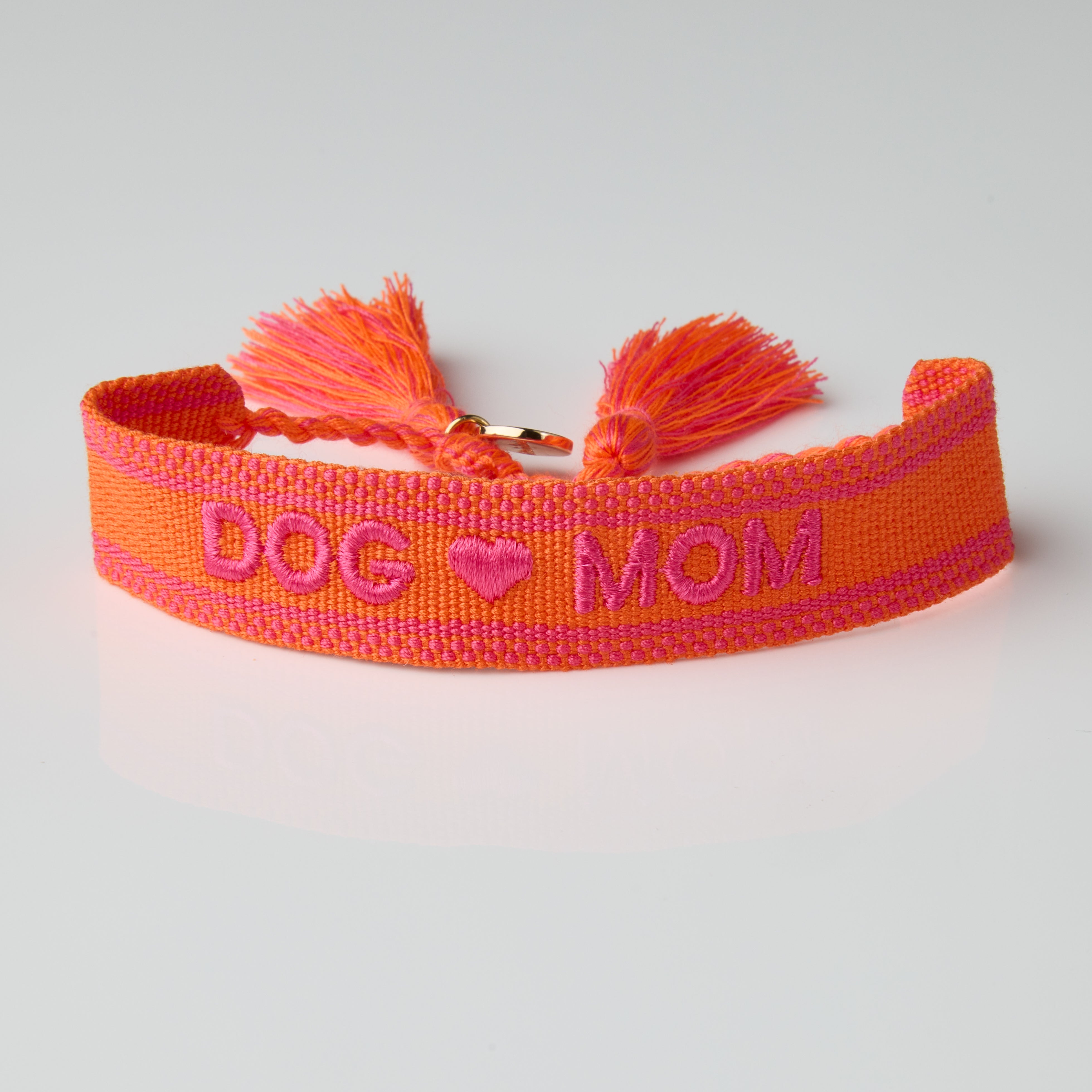 "Dog Mom" Stoffarmband Neon Orange
